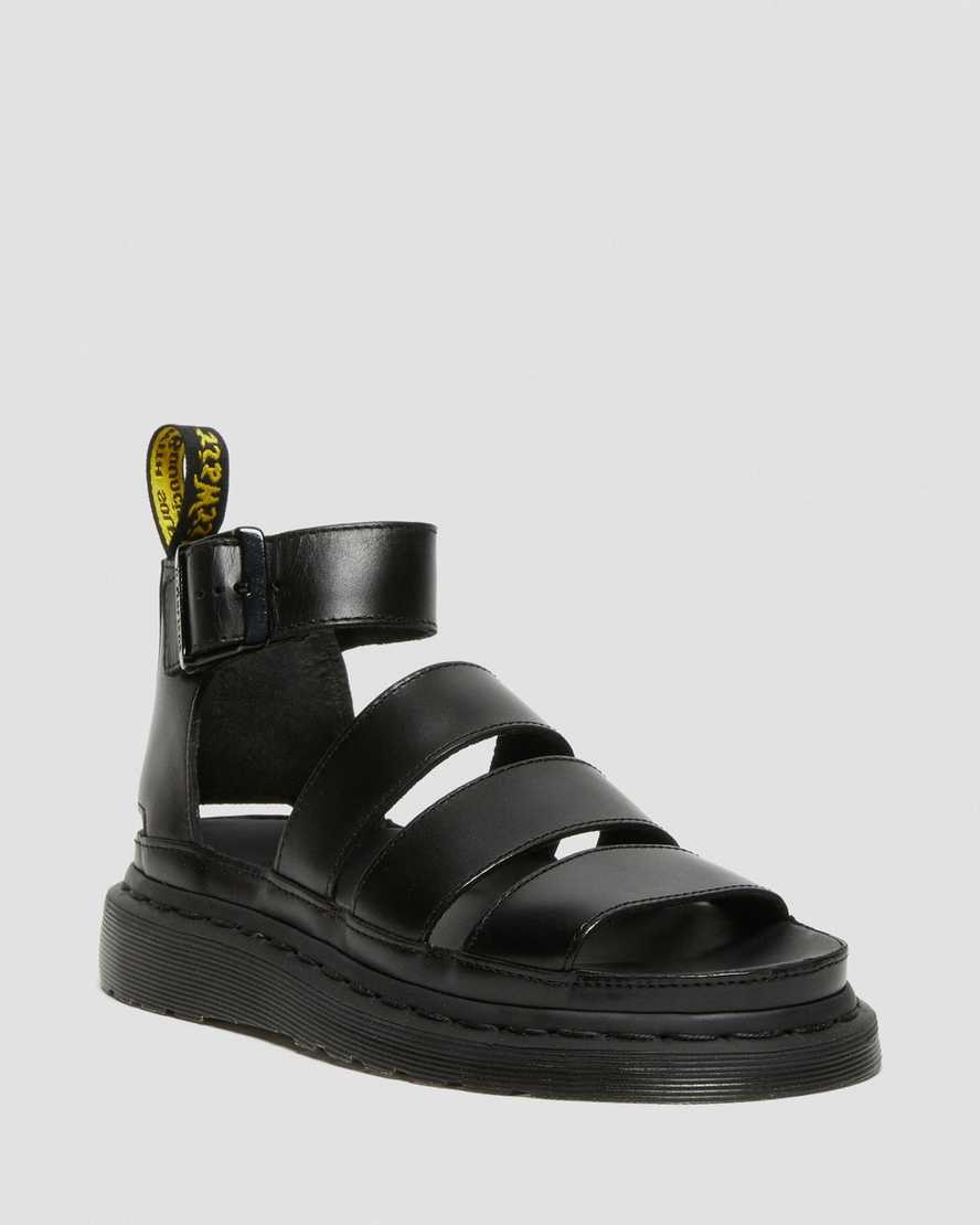 Dr. Martens Clarissa II Lær Strap Platform Sandaler Dame Svart [3492WQFVY]